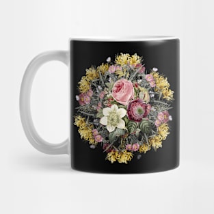 Vintage Anemone Rose Flower Wreath Mug